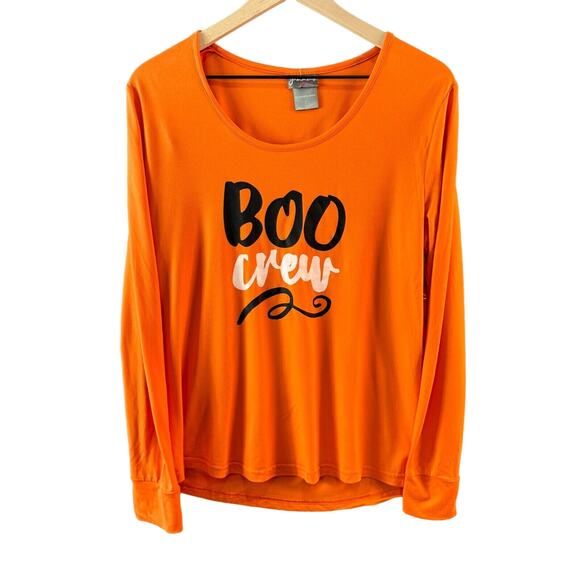 Women's Orange "Boo Crew" Halloween Pajama Top Size‎ Large Long Sleeve - Picture 1 of 7